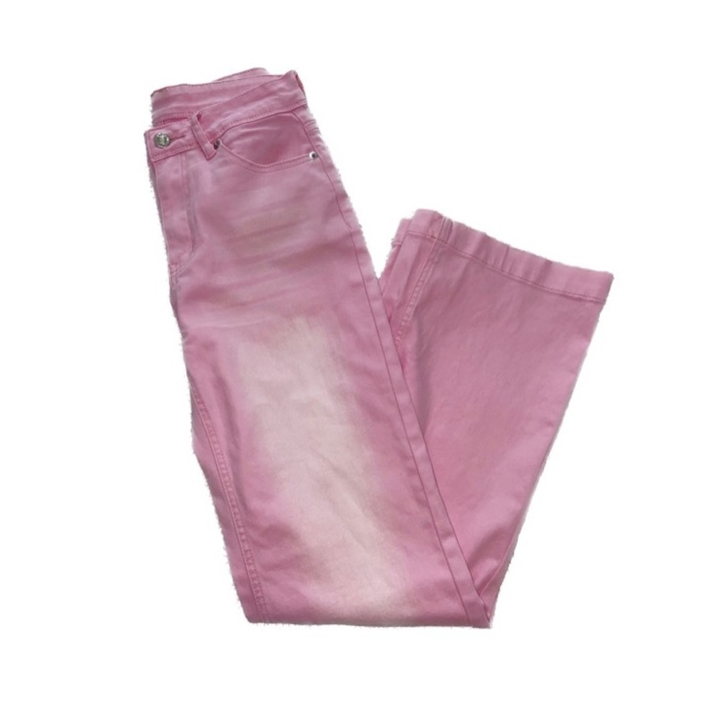 VETINEE Pink Flare High waisted Jeans